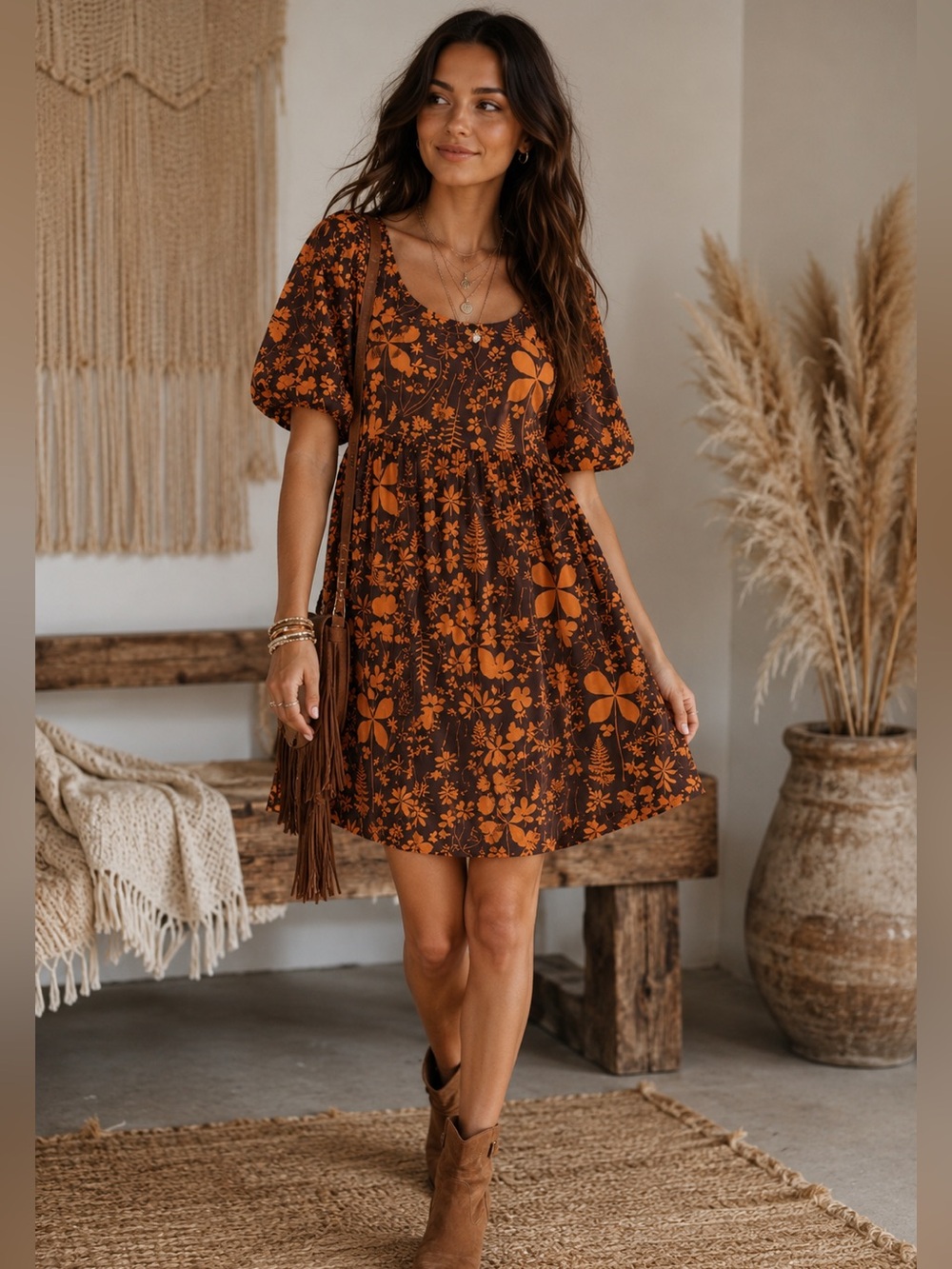 Anthropologie porridge women’s small brown and orange dress.